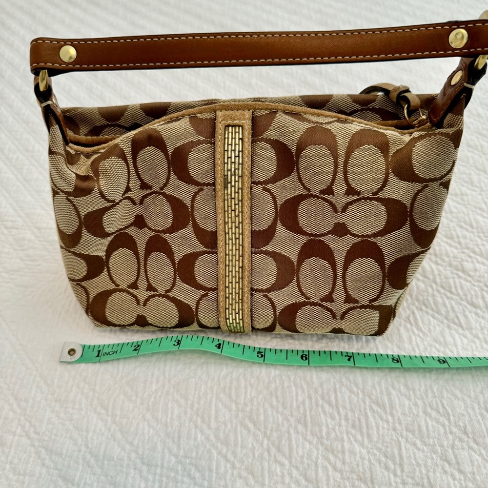 Coach signature mini pochette bag beading monogram rare limited edition vintage - Picture 9 of 11